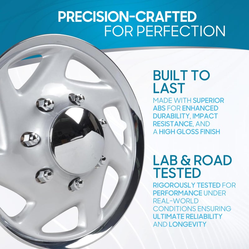 BDK 4-Pack Premium 16" Wheel Rim Cover Hubcaps OEM Style Replacement for Ford E150 E250 E350 Econoline F-150 F-250 F-35 F-250 F-350, Snap On Car Truck SUV Hub Cap - 16 Inch Set - Image 2